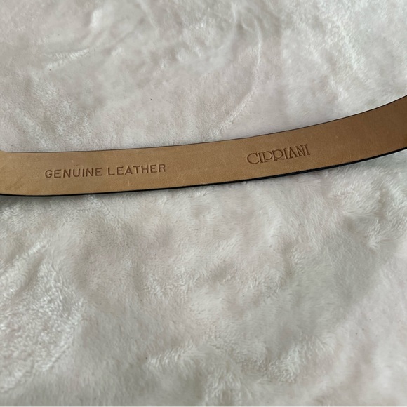 Vintage Women’s Cipriani Leather Black Belt With Chain Embellished Buckle Size M - Picture 3 of 4